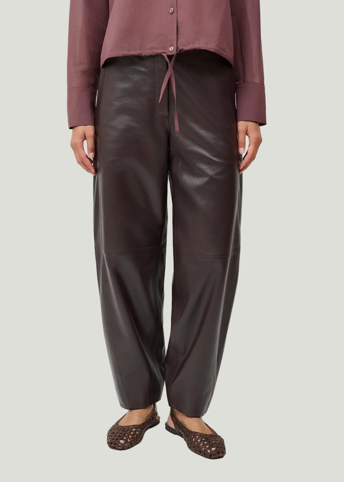 Mademoiselle Ambitious Nisaki Leather Pants in donkerbruin nappaleer – foto 6