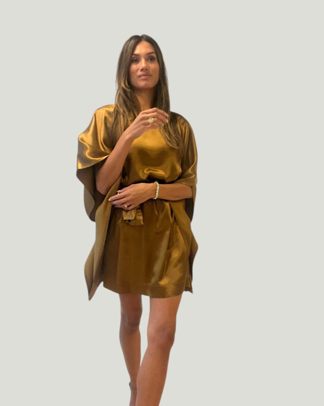 Mademoiselle Ambitious Cartney Short Dress met wijde mouwen en ceintuur – foto 6