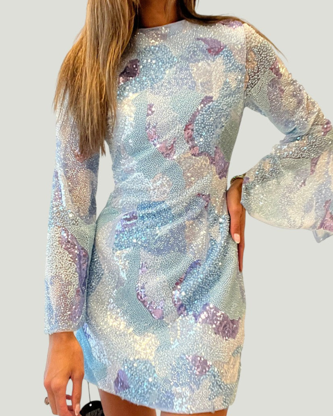 Mademoiselle Ambitious Aurae Mini Sequin Dress in lichtblauw – foto 1
