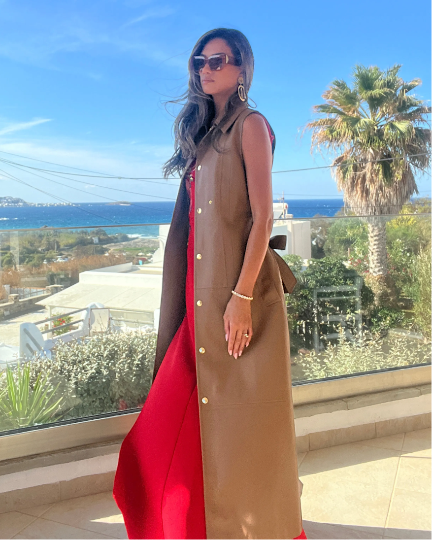 Mademoiselle Ambitious camel leatherette 3-in-1 trenchcoat – foto 3