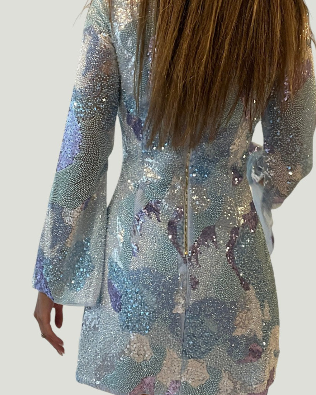 Mademoiselle Ambitious Aurae Mini Sequin Dress in lichtblauw – foto 3