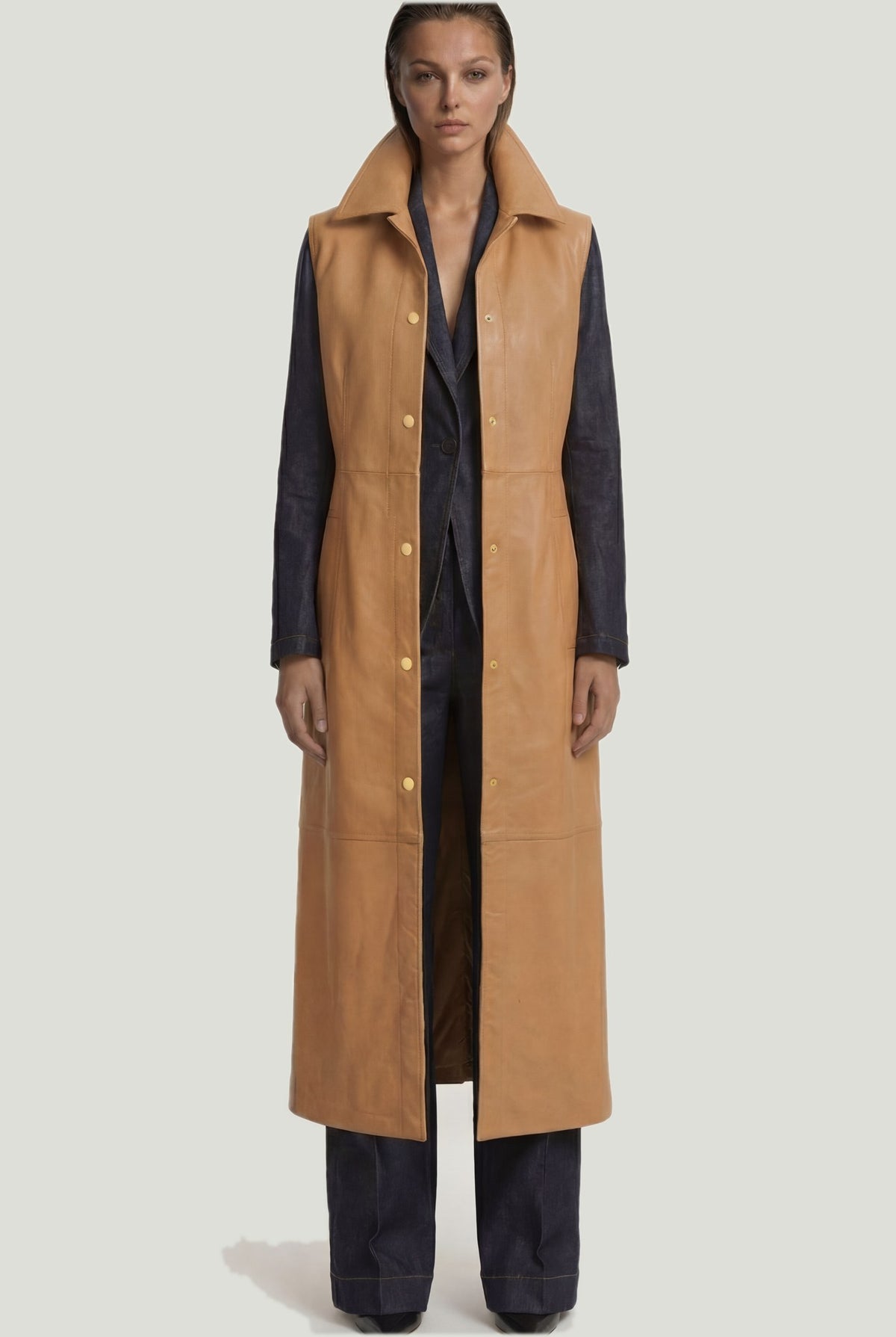 Mademoiselle Ambitious camel leatherette 3-in-1 trenchcoat – foto 8