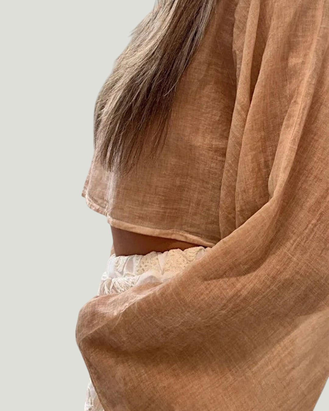 Flare Sleeve Crop Top - vooraanzicht