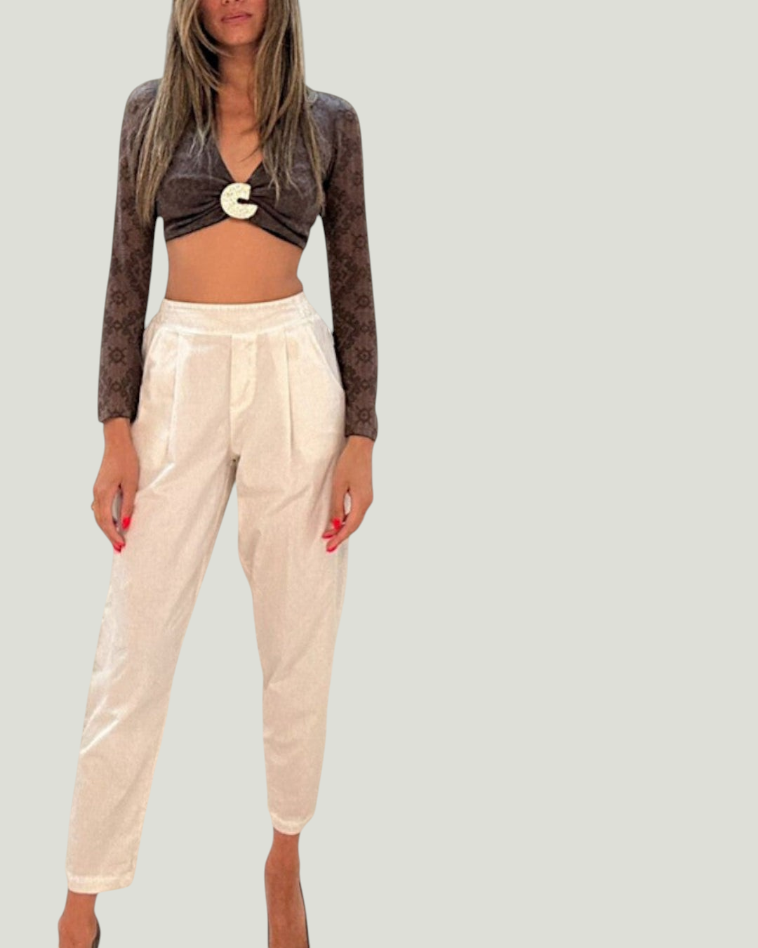 Linen-Look Tailored Trousers - zijaanzicht