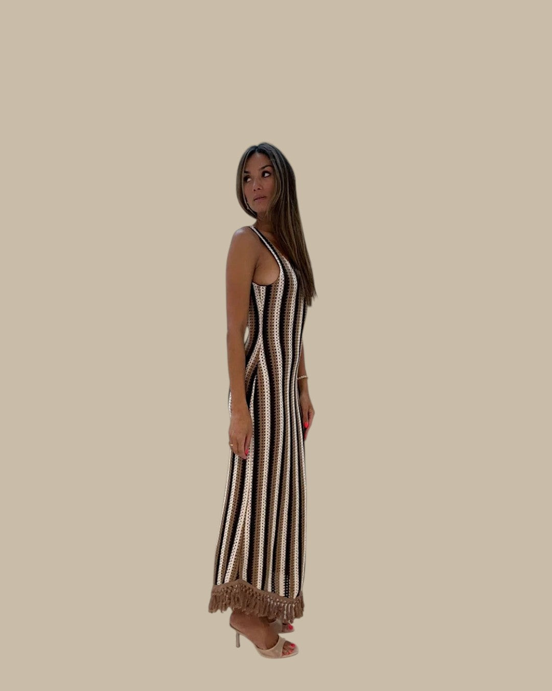 Vertical Stripe Knit Dress - detail