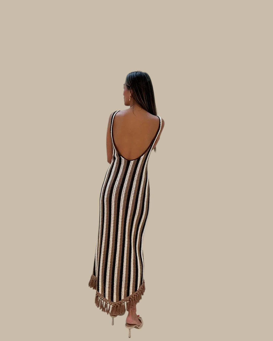 Vertical Stripe Knit Dress - achterzijde