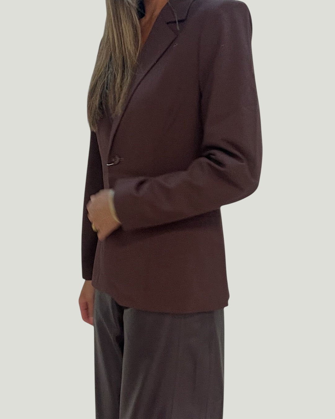 Mademoiselle Ambitious Khloe blazer in donkerbruin met getailleerde pasvorm en enkele knoopsluiting