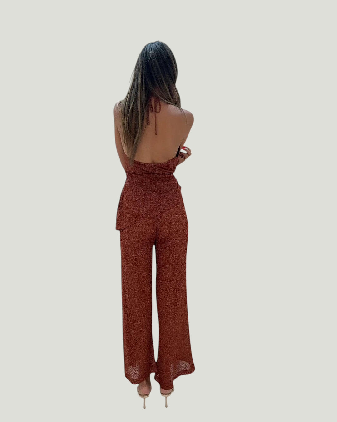 Rust Drape Wide Leg Trousers - zijaanzicht