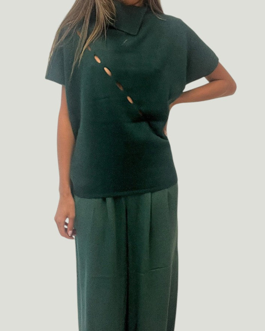 Mademoiselle Ambitious Fois Pull, zachte angora trui in asfaltgroen
