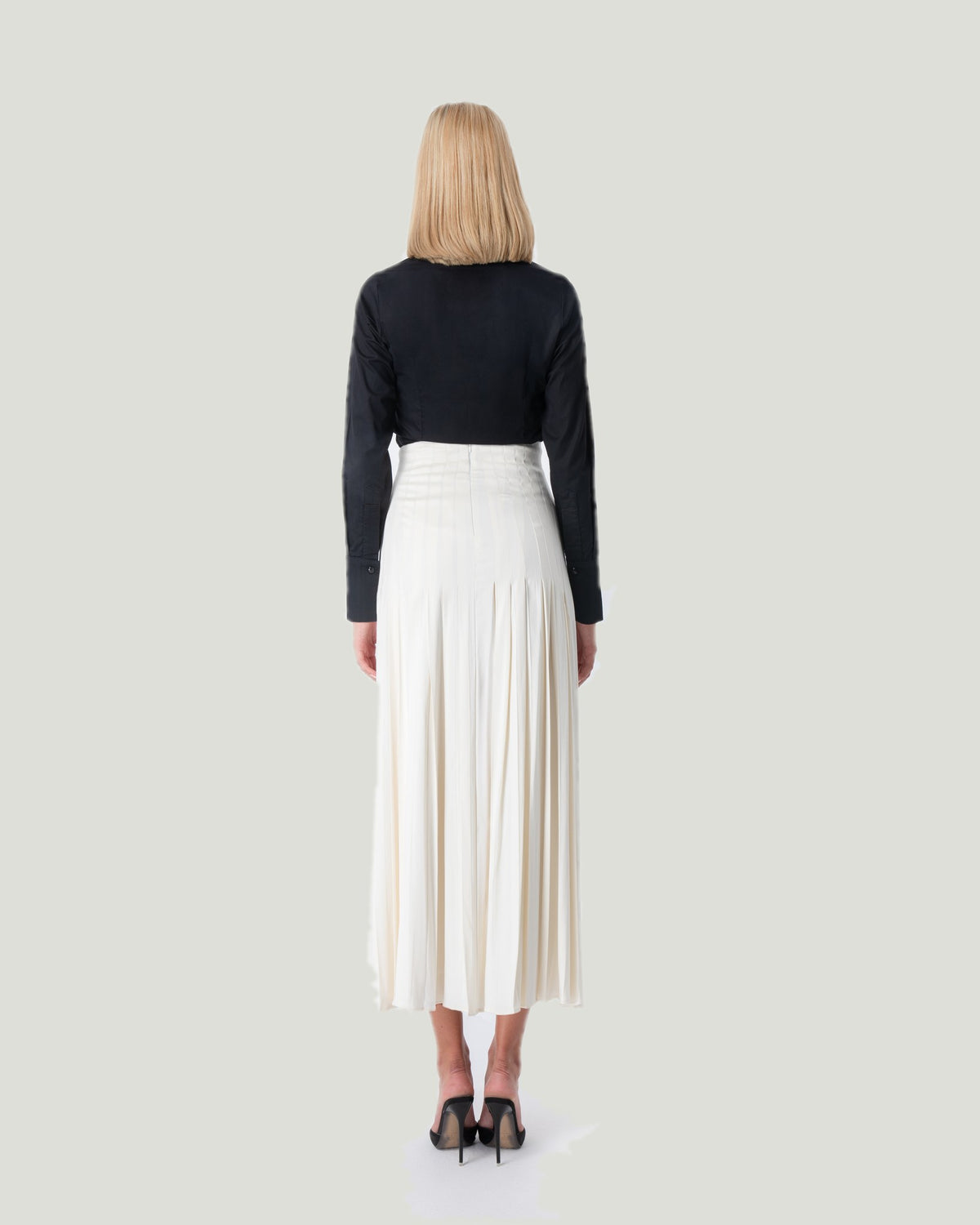 Mademoiselle Ambitious ecru geplooide midirok – foto 2
