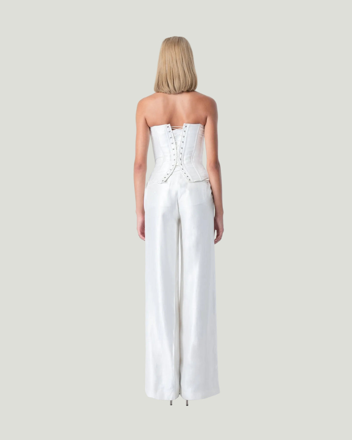 Mademoiselle Ambitious witte handgeborduurde bustier met kristallen bloemen – foto 2