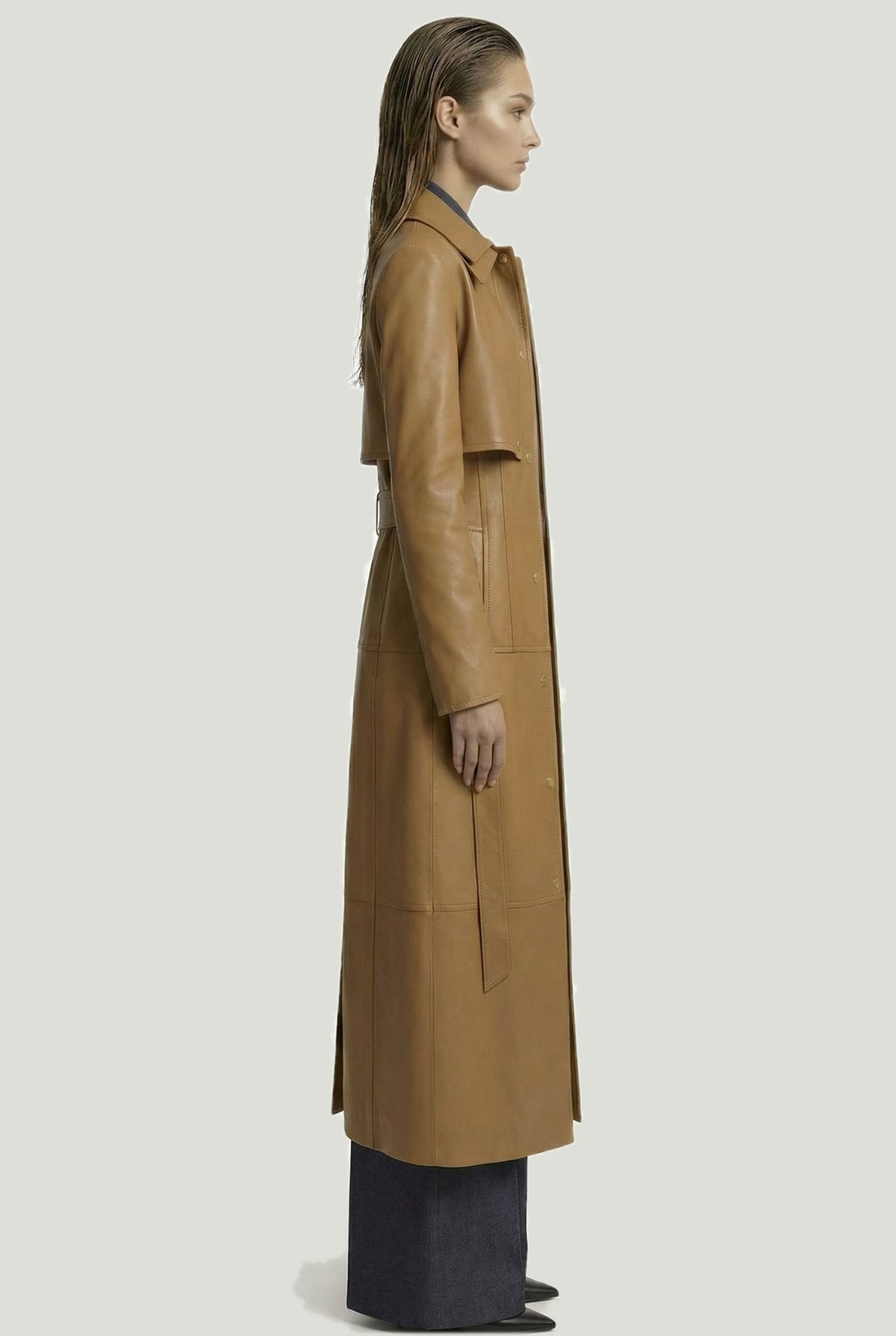 Mademoiselle Ambitious camel leatherette 3-in-1 trenchcoat – foto 5