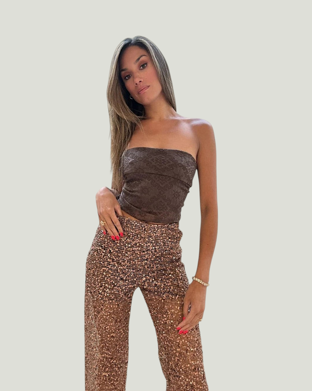 Glitter Knit Palazzo Pants - achterzijde