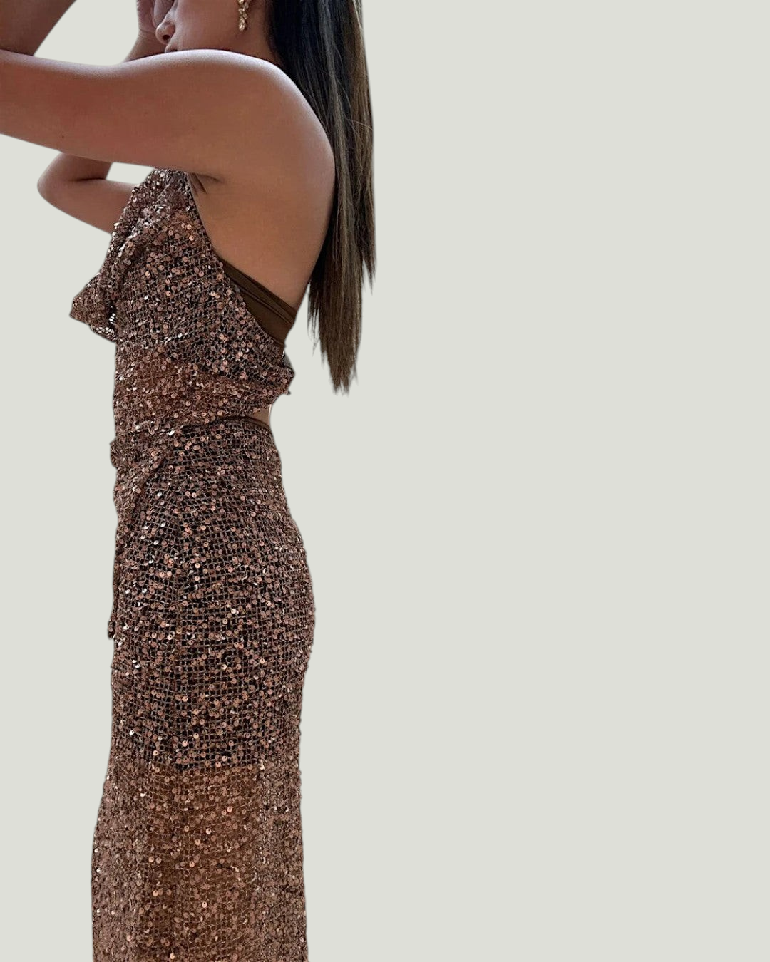 Bronze Shimmer Maxi Skirt - achterzijde