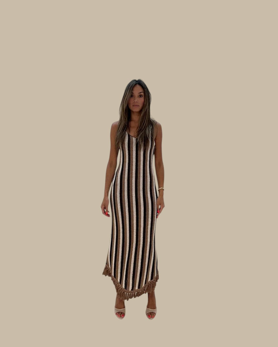 Vertical Stripe Knit Dress - zijaanzicht