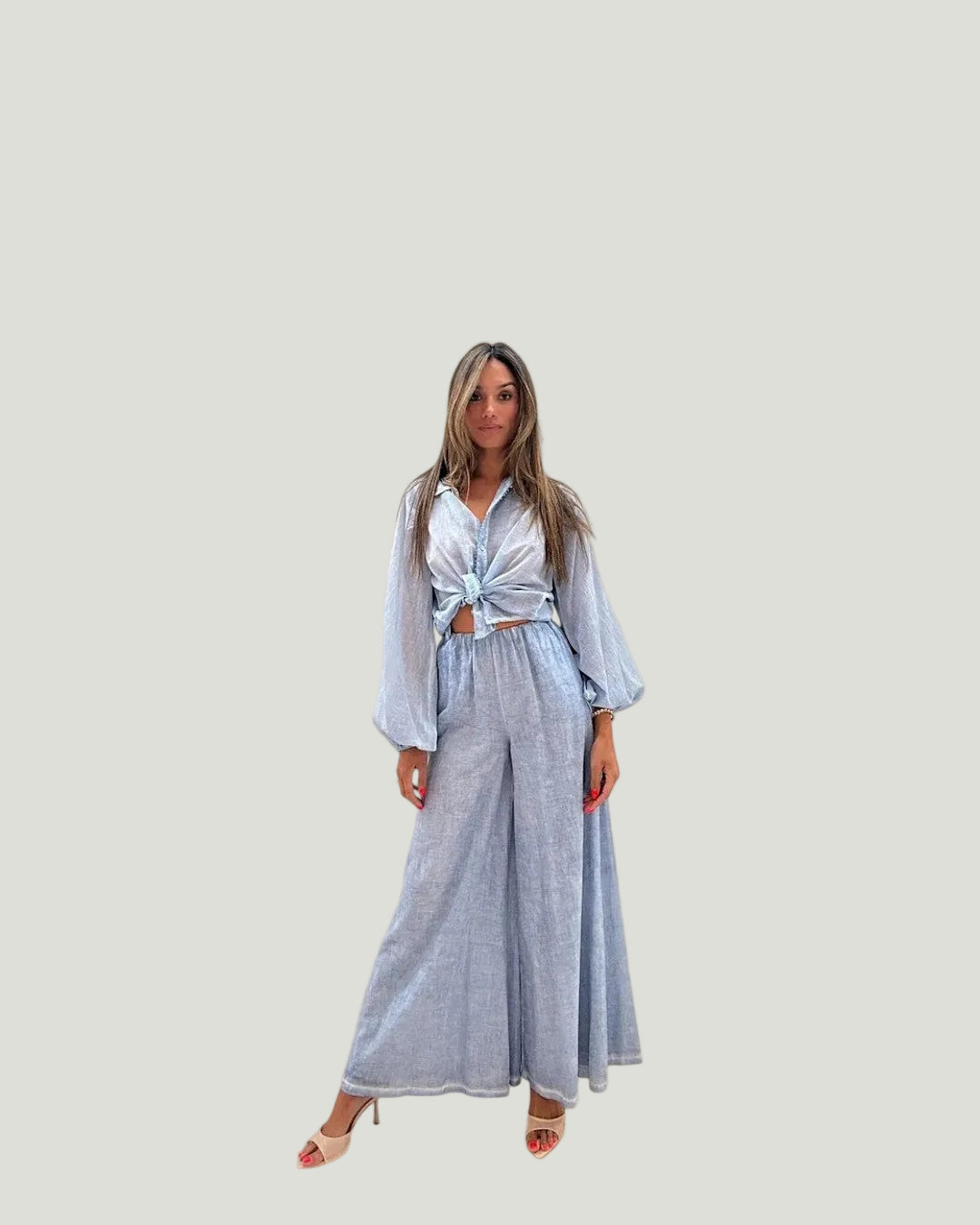 Linen-Blend Oversized Shirt - zijaanzicht