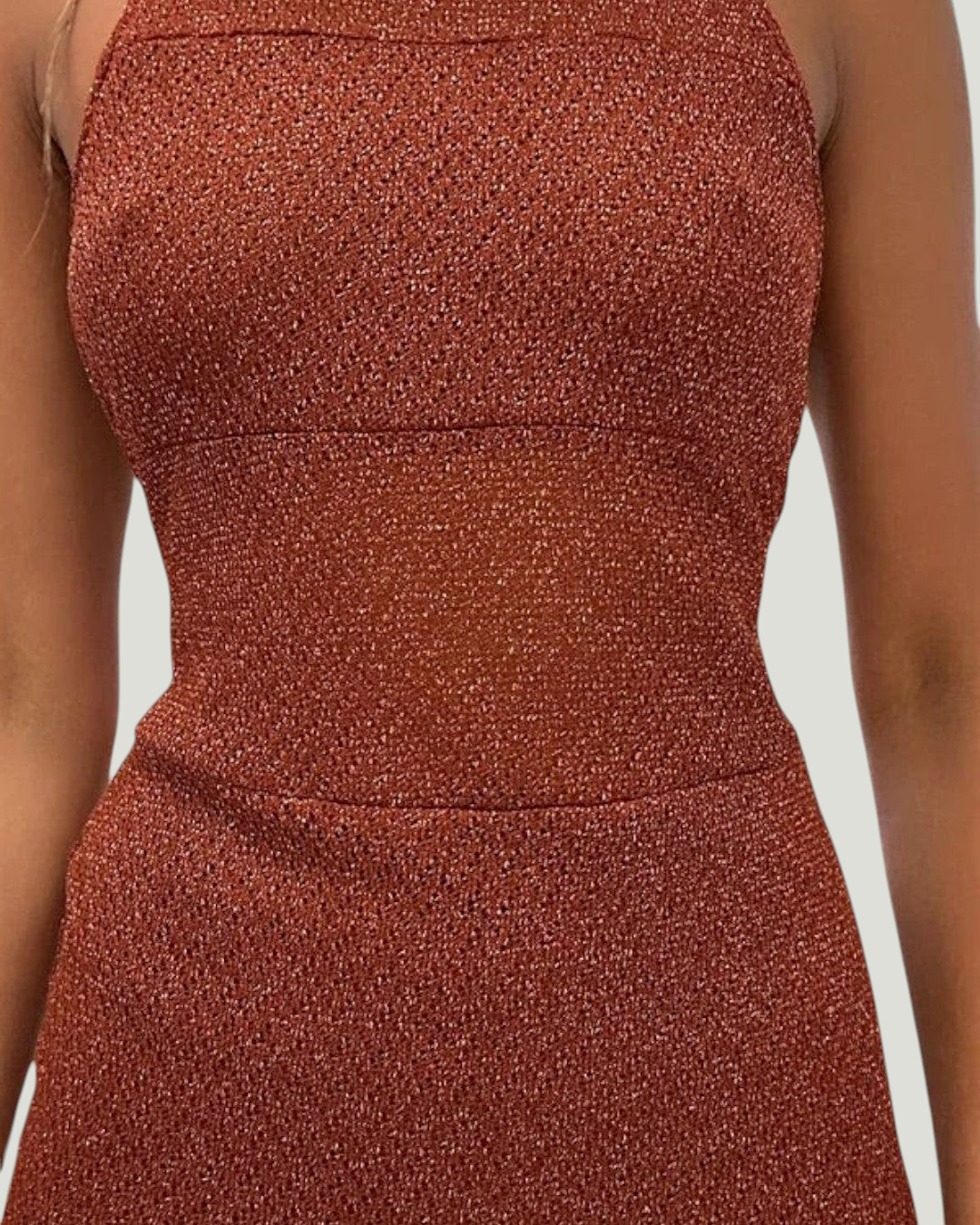 Rust Knit Maxi Dress - zijaanzicht