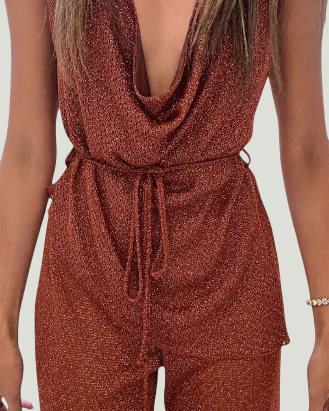 Rust Drape Halter Top - zijaanzicht