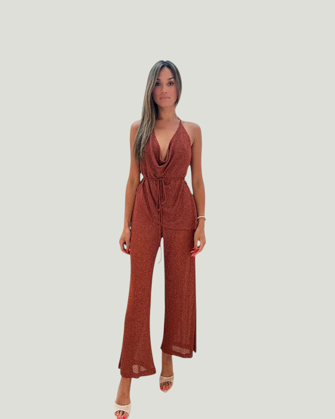 Rust Drape Halter Top - vooraanzicht