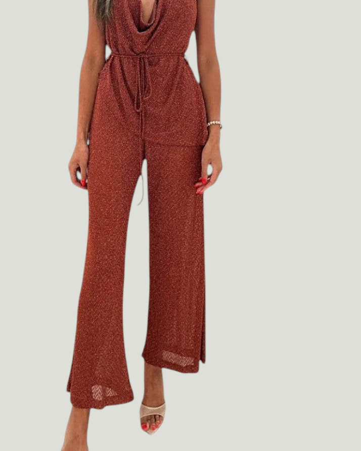 Rust Drape Wide Leg Trousers - vooraanzicht