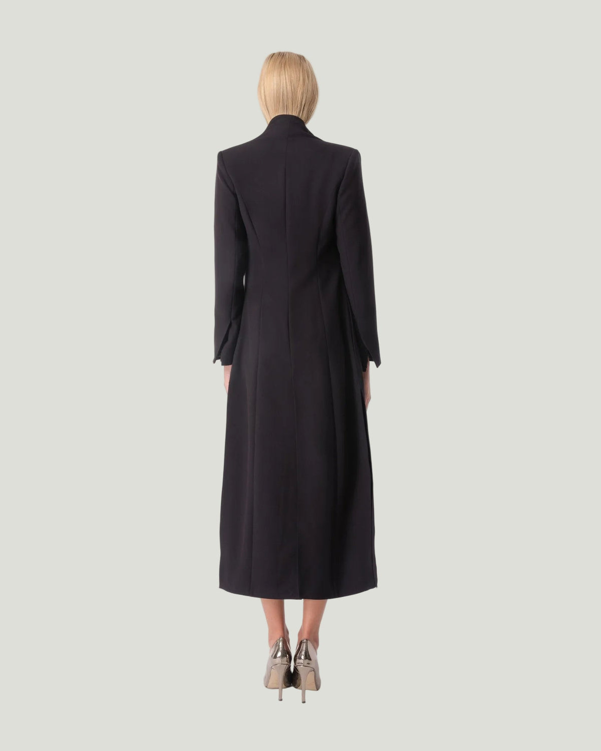 Mademoiselle Ambitious zwarte maxi jas met dubbele kraag – foto 2